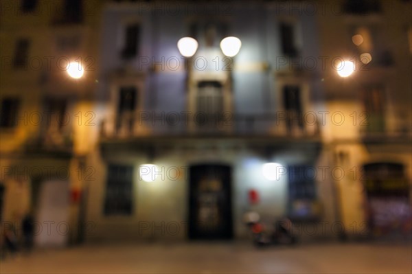 Illuminated house facade at night