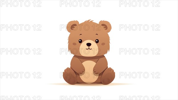 A cute brown teddy bear sitting upright with a soft and comforting appearance evoking a sense of innocence and childhood Ai generated