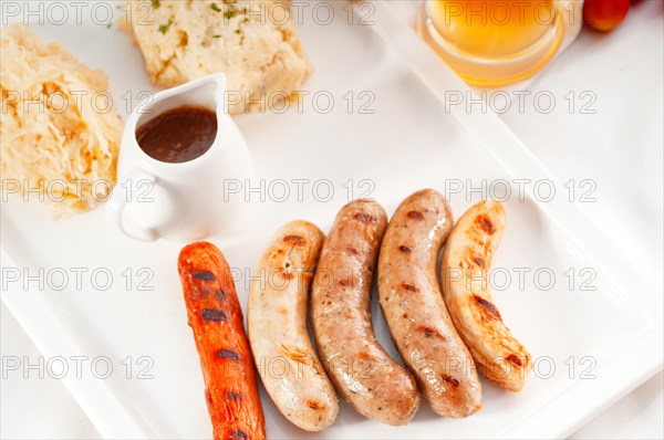 Selection of all main type of german wurstel saussages