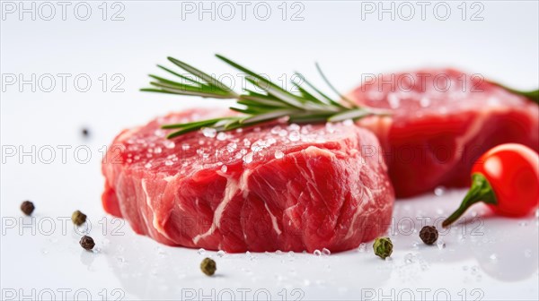 Raw meat with rosemary