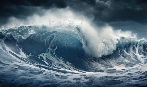 Surfing ocean wave. Blue ocean wave. Nature background. Big ocean waves Ai generated