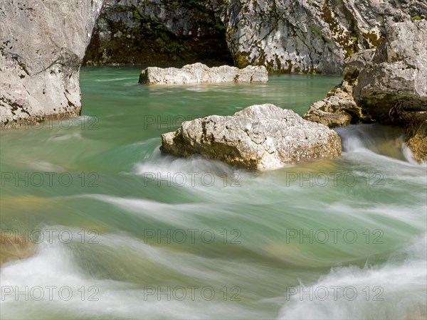 River Soca flows through narrow canyon