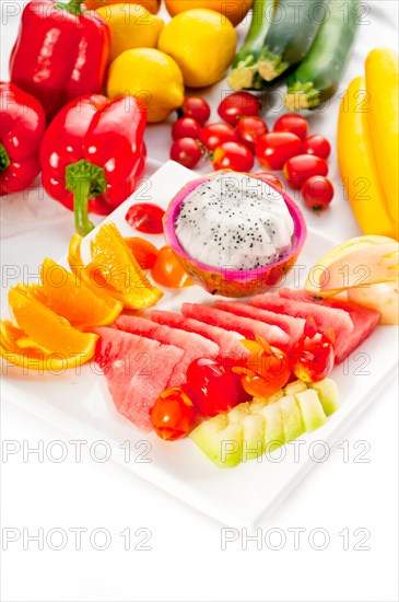 Mixed plate of fresh fruits