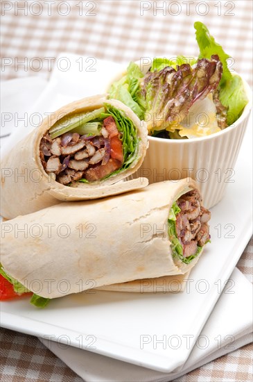 Kafta shawarma chicken pita wrap roll sandwich traditional arab mid east food