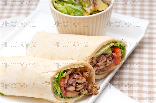 Kafta shawarma chicken pita wrap roll sandwich traditional arab mid east food