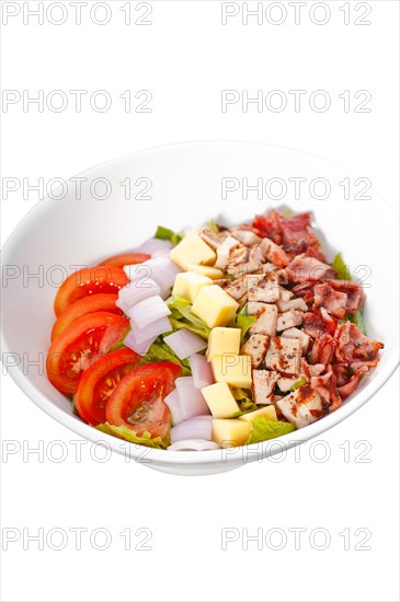 Fresh classic caesar salad over white background