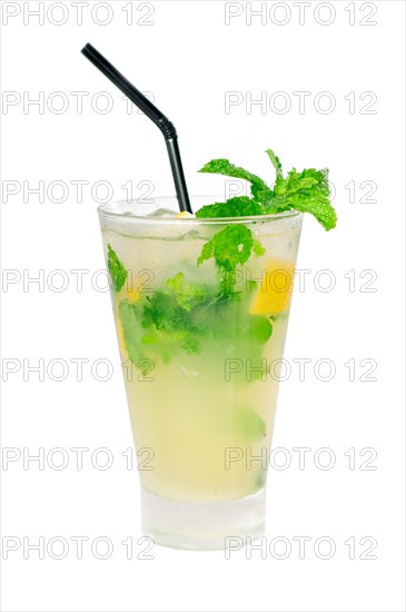 Mojito caipirina cocktail with fresh mint leaves