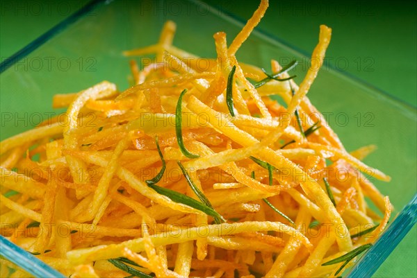 Fresh toothpics shaped french fries