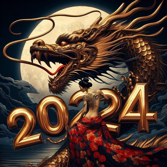 Happy Chinese new year 2024 poster card