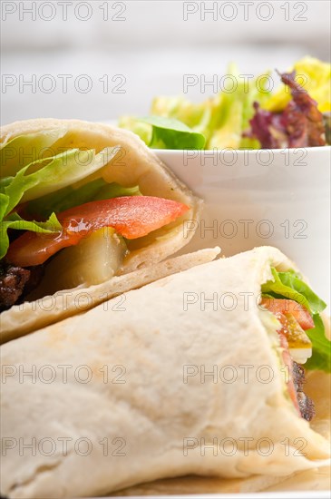 Kafta shawarma chicken pita wrap roll sandwich traditional arab mid east food