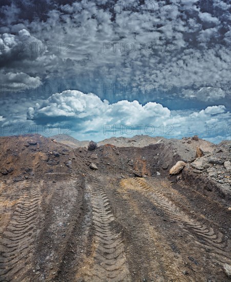 Conceptual image Pollution of nature by construction waste