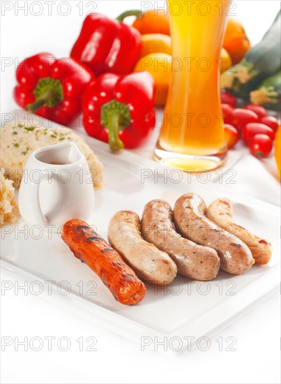 Selection of all main type of german wurstel saussages