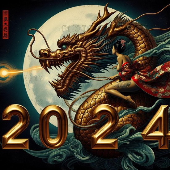 Happy Chinese new year 2024 poster card