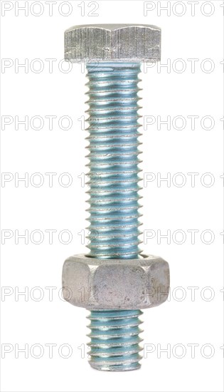 Screw and nut against a white background