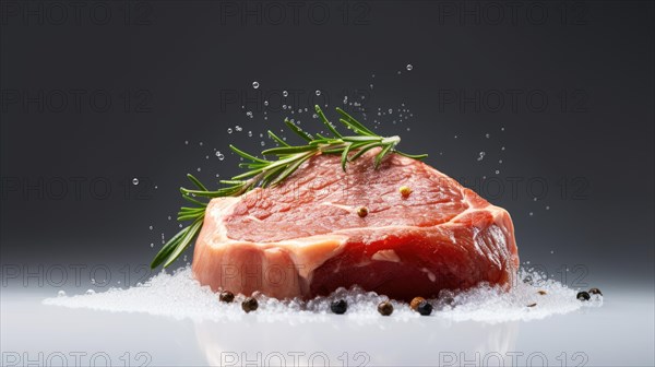 Raw meat with rosemary