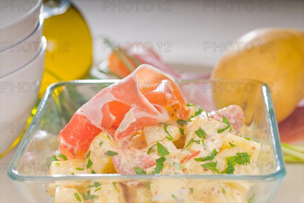 Fresh home made parma ham and potato salad