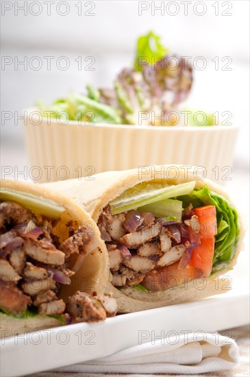 Kafta shawarma chicken pita wrap roll sandwich traditional arab mid east food