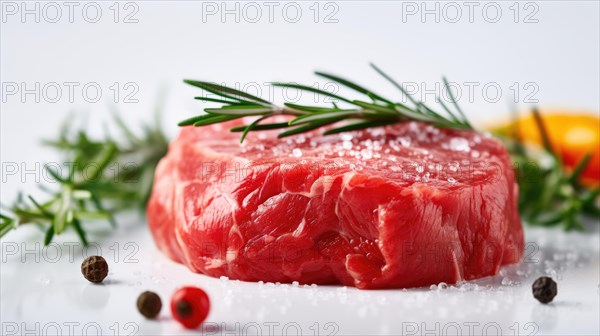 Raw meat with rosemary