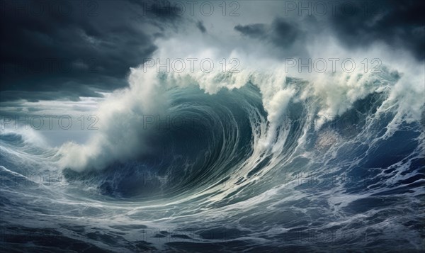 Surfing ocean wave. Blue ocean wave. Nature background. Big ocean waves Ai generated