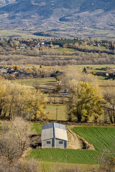 Agricultural landscape in autumn in the Cerdanya area in the province of Gerona in Catalonia in Spain