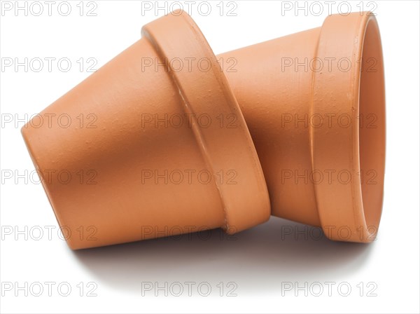 Brown clay pots isolated on white background