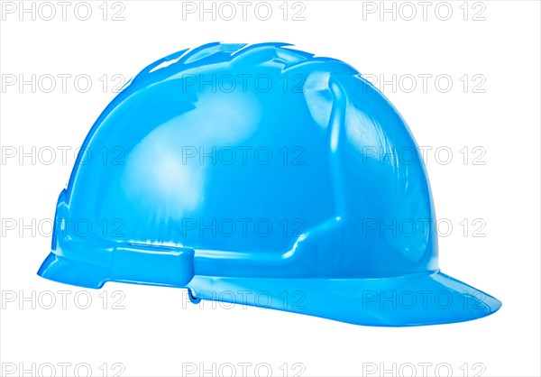 Single blue helmet against a white background