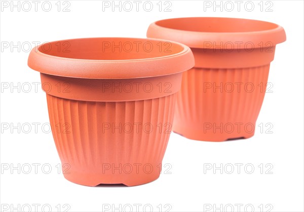 Two plastic pots for flovers isolated