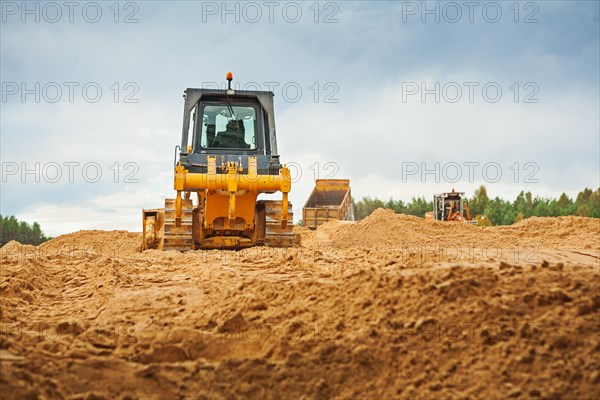 Bulldozer on sand