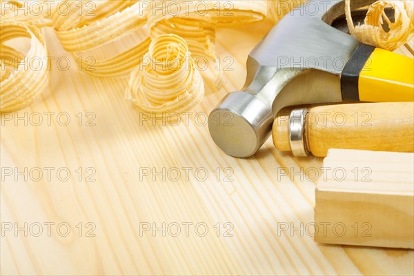 Copy room design of carpentry tools on wooden panels