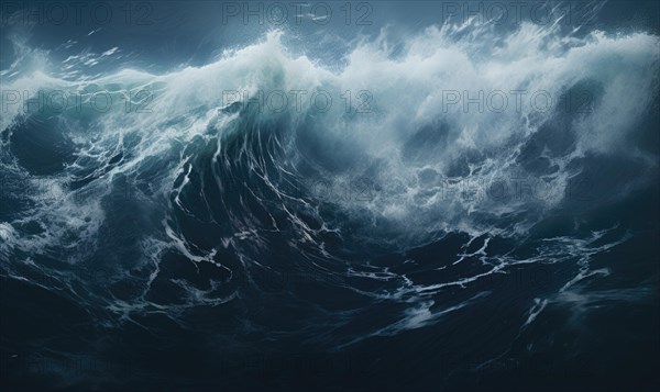 Surfing ocean wave. Blue ocean wave. Nature background. Big ocean waves Ai generated