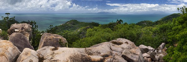 Panorama of the coast and granite rocks