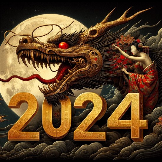 Happy Chinese new year 2024 poster card