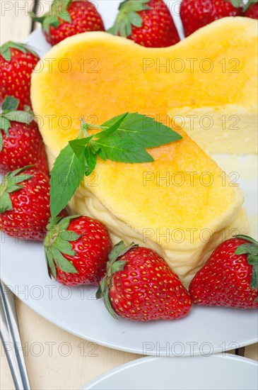 Heart shaped cheesecake with strawberryes ideal cake for valentine day