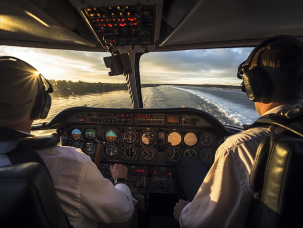 View from the cockpit with 2 pilots