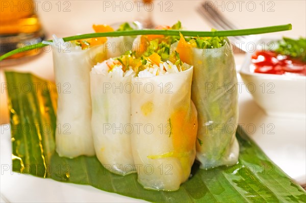 Fresh tipycal vietnamese style summer rolls