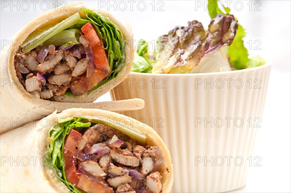 Kafta shawarma chicken pita wrap roll sandwich traditional arab mid east food