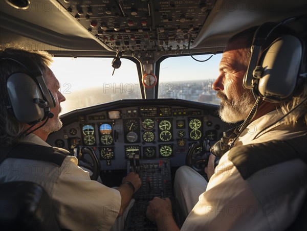 View from the cockpit with 2 pilots