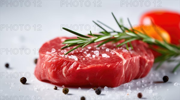 Raw meat with rosemary