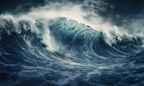 Surfing ocean wave. Blue ocean wave. Nature background. Big ocean waves Ai generated