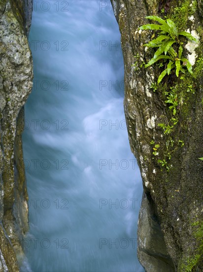 River Soca flows through narrow canyon