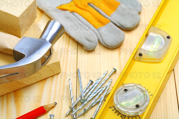 Construction tools on the table