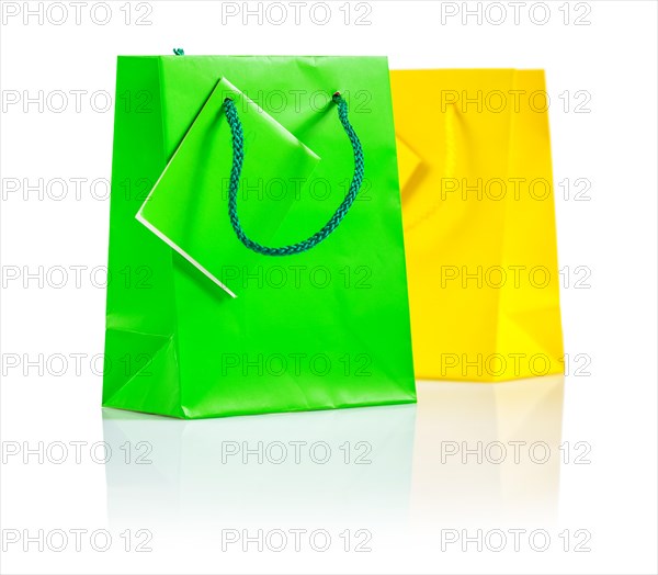 Green and yellow paper bags insulated