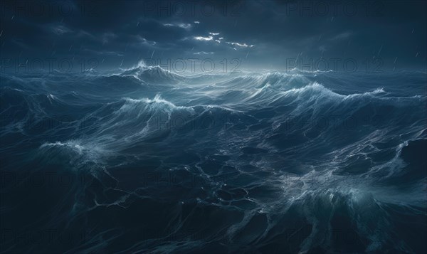 Surfing ocean wave. Blue ocean wave. Nature background. Big ocean waves Ai generated