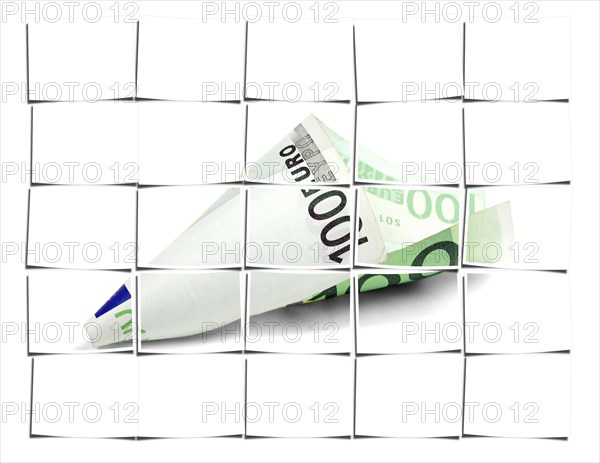 One undred euro bill on white background