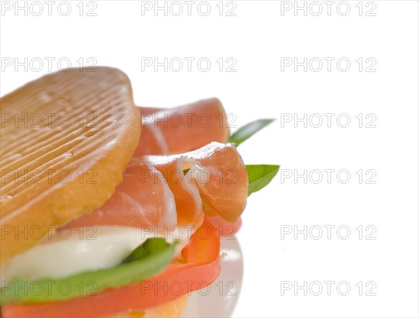 Panini sandwich with fresh caprese and parma ham