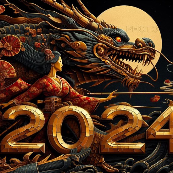 Happy Chinese new year 2024 poster card