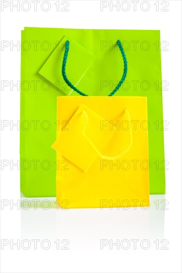 Yellow and green paper bags insulated