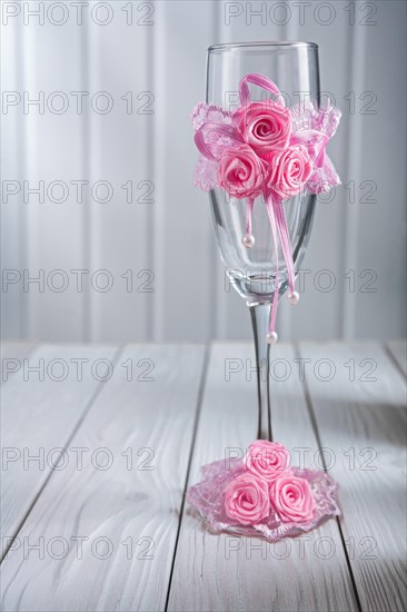 Decorated empty wine glass to celebrate the day