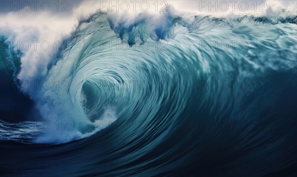 Surfing ocean wave. Blue ocean wave. Nature background. Big ocean waves Ai generated