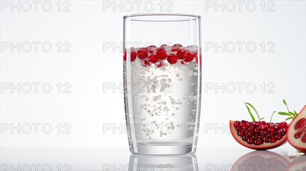 Pomegranate juice in a glass on a white background Ai generated